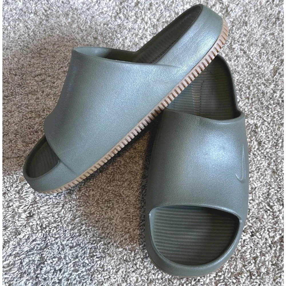 Nike Calm Medium Olive & Gum Slide Sandals SZ M9-W10